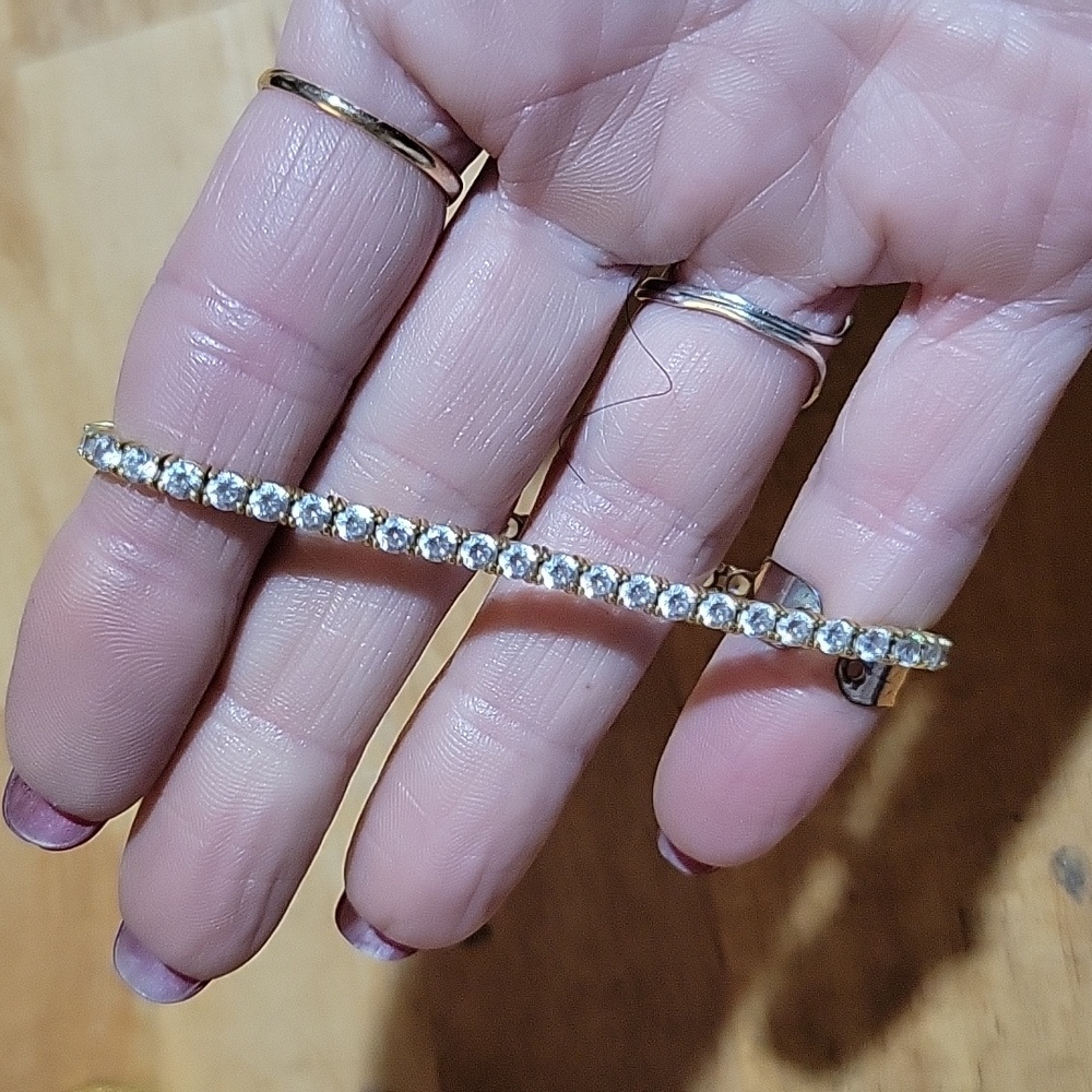 3 Gold & Rhinestone Bracelets - Picture 4 of 5